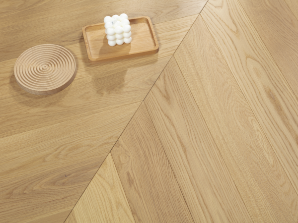 Vidar Hardwood Plank American Oak Chevron Select & Better Collection Macaroon 5" X 3/4" X Fixed Length |18 mm Thickness